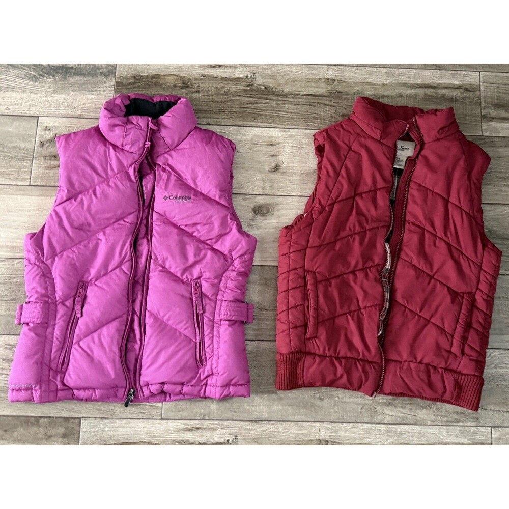 Lot of 2 Puffer Vests Women’s Size S Pink Columbia Puffer Vest, Jonathan Stone